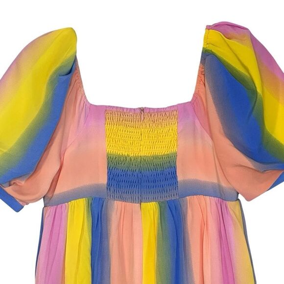 English Factory Pastel Rainbow Stripe Babydoll Mini Dress | Size XS - Picture 8 of 8
